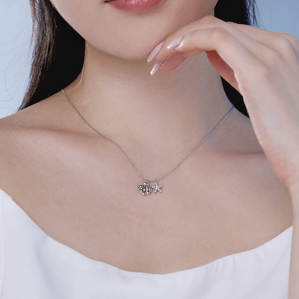 9g Weight 925 Sterling Silver Pendant Material Zircon Inlay Material Pendant Necklace Classification 925 sterling silver Chain Material 1 Piece Quantity Holiday, Daily Occasion 925 Sterling Silver Material Conch, Hippocampus, Fish Pattern Women's Gender Plating, Inlay Design Basic, Modern Style, Classic Style Style 925 Sterling Silver Zircon Plating Inlay Conch Hippocampus Fish Pendant Necklace 22