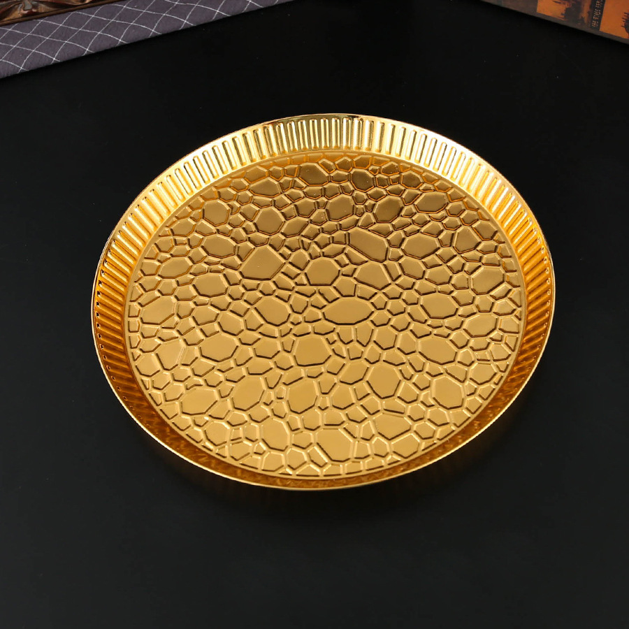 欧式圆形托盘底部蜂窝状边托盘小食水果托盘西式婚礼宴会西餐厅盘