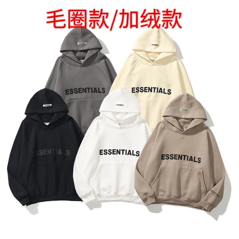 European and American Trendy Brand Essentials Reflective Three-Dimensional Letter Couple Style Oversize Hoodie Thin Sweatshirt European and American Trendy Brand Essentials Reflective Three-Dimensional Letter Couple Style Oversize Hoodie Thin Sweatshirt