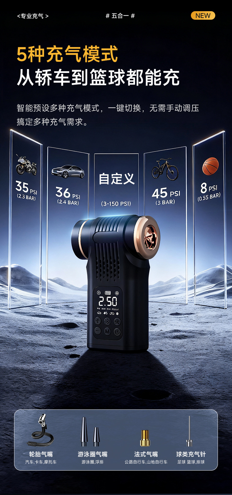 Cross-Border Multifunctional Car Vacuum Cleaner and Air Pump, Outdoor Emergency Tire Inflator, Smart Digital Display Handheld Vacuum Cleaner