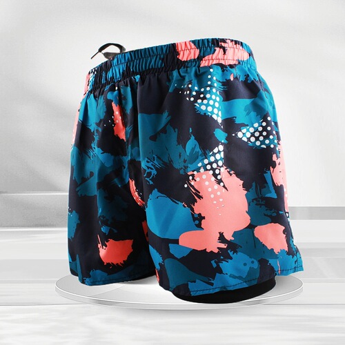 Men's sports shorts, popular summer double-layer quick-drying swimming trunks, anti-embarrassing swimming trunks, running fitness training shorts