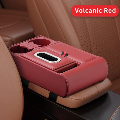 Car Armrest Box Heightening Pad: Car storage bag/box - type-a-red