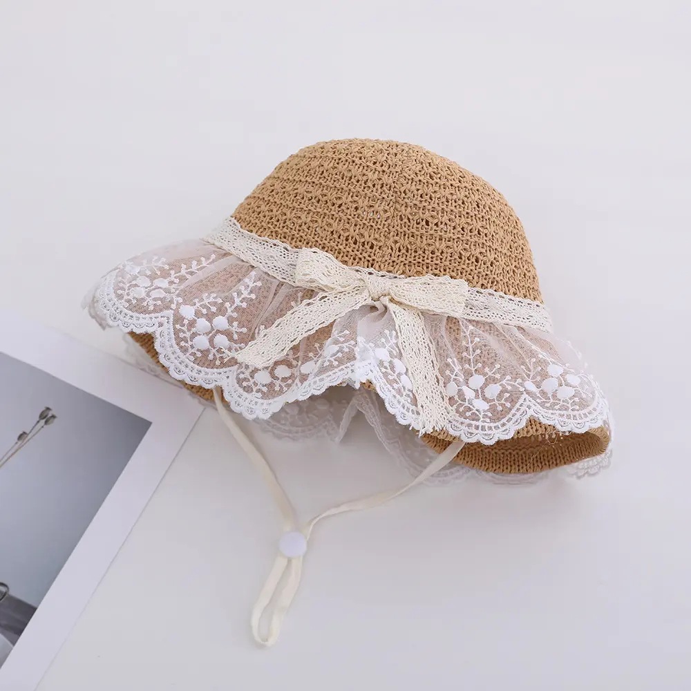 Sombrero para el sol para niñas Sombrero para el sol para niñas de estilo fino de verano Sombrero para el sol Sombrero de paja para niños de princesa de playa linda