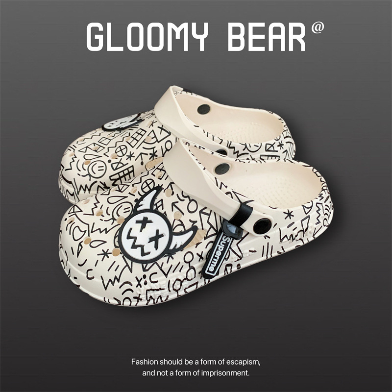 Zapatos con agujeros de camuflaje de coco 2025 nuevas sandalias zapatos de playa para hombres zapatos de viaje casuales sandalias Baotou para hombres