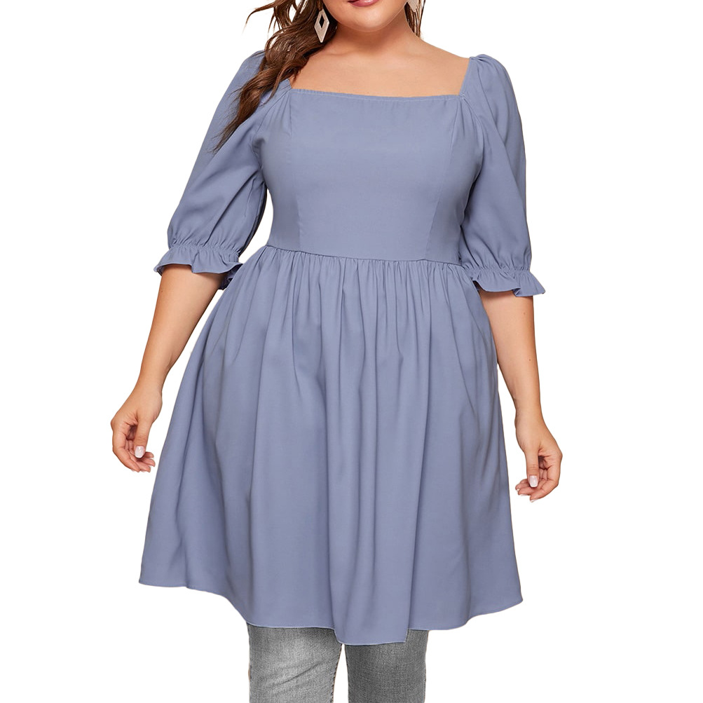 亚马逊ebayshein新品欧美大码女装连衣裙时尚褶皱肥胖mm连衣裙