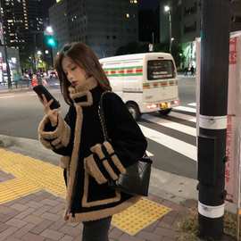 法式羊羔毛炸街外套仙女2026新短款秋冬季机车棉服ins潮显瘦百搭