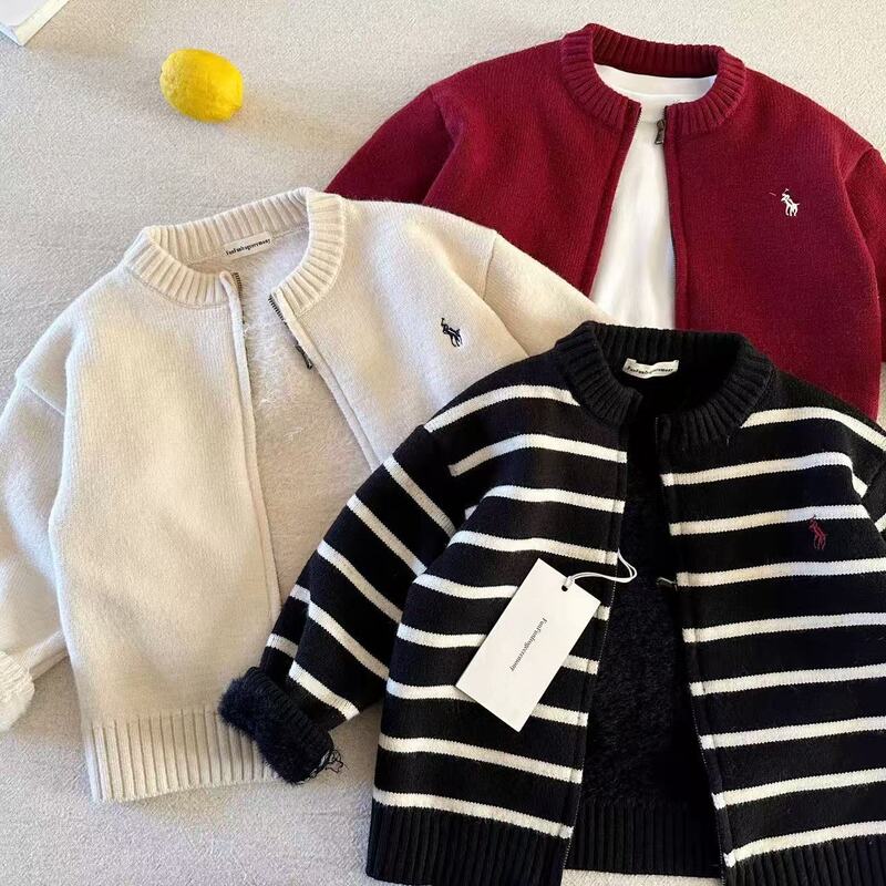 Children's Fleece Sweater 2025 Winter Boys' Trendy Brand Knitted Cardigan Baby Kidsren's Thickeneded Warm Jacket Wholesale Children's Fleece Sweater 2025 Winter Boys' Trendy Brand Knitted Cardigan Baby Kidsren's Thickeneded Warm Jacket Wholesale