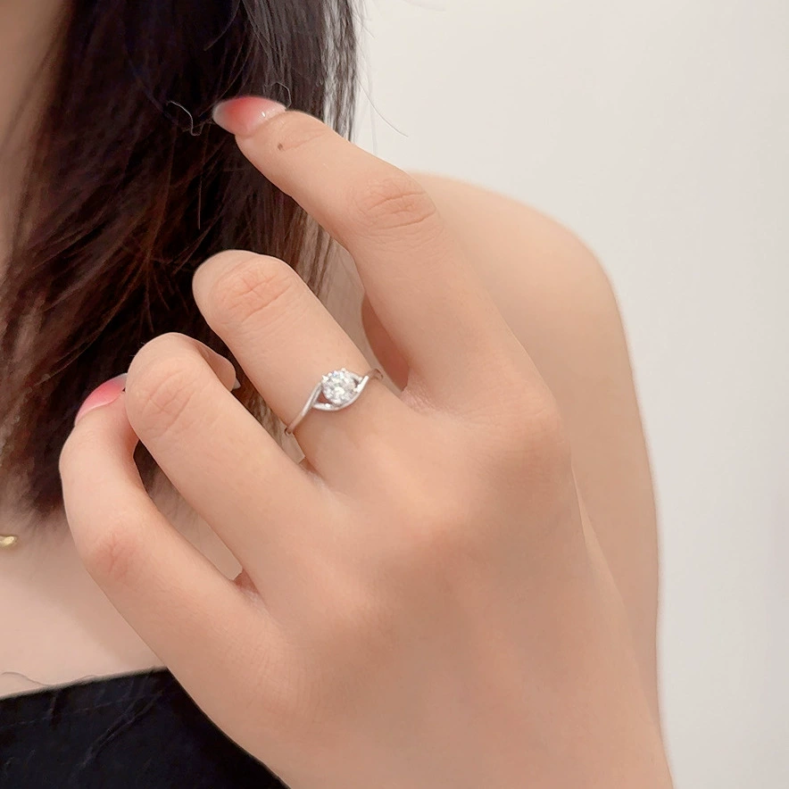 Искусное глазоподобное изгибающееся кольцо с Moissanite 0.5 карат, чехлы Four-claw, кольцо из стерлингового серебра 925, классическое нишевое женское украшение оптовая продажа