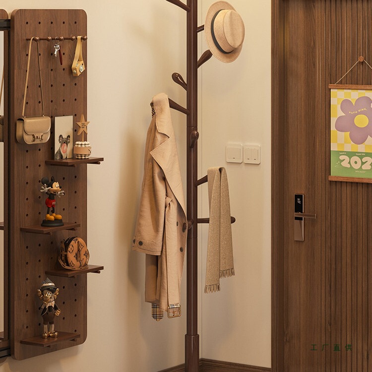 Solid Wood Floor-Standing Clothes Rack for Bedroom, Home Use Clothes Hanging Rack, Clothes Storage Rack, Clothes Hanger Rod, Coat Rack