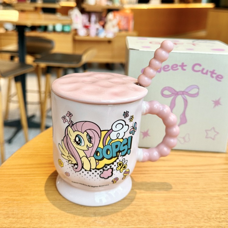 Pony Poly con tapa de marca taza de cerámica taza de agua doméstica taza de oficina taza de café encantadora de alto valor