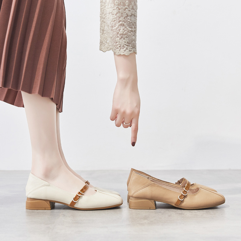 Women's Flat Shoes, Grandma Shoes, 2026 Spring and Autumn, Chunky Heel, Versatile Square Toe, Spring and Summer Shoes, Loafers, Wear-Resistant