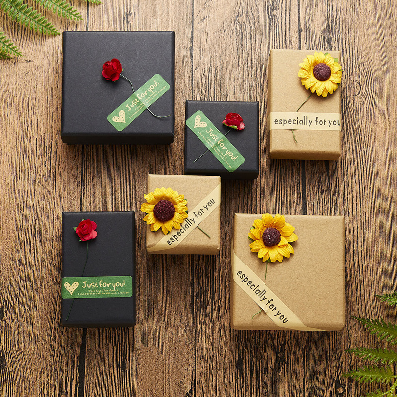 Sunflower Gift Box with Black Sky and Earth Decal Necklace Design Wholesale Gift Box Jewelry Paper Box Jewelry Box