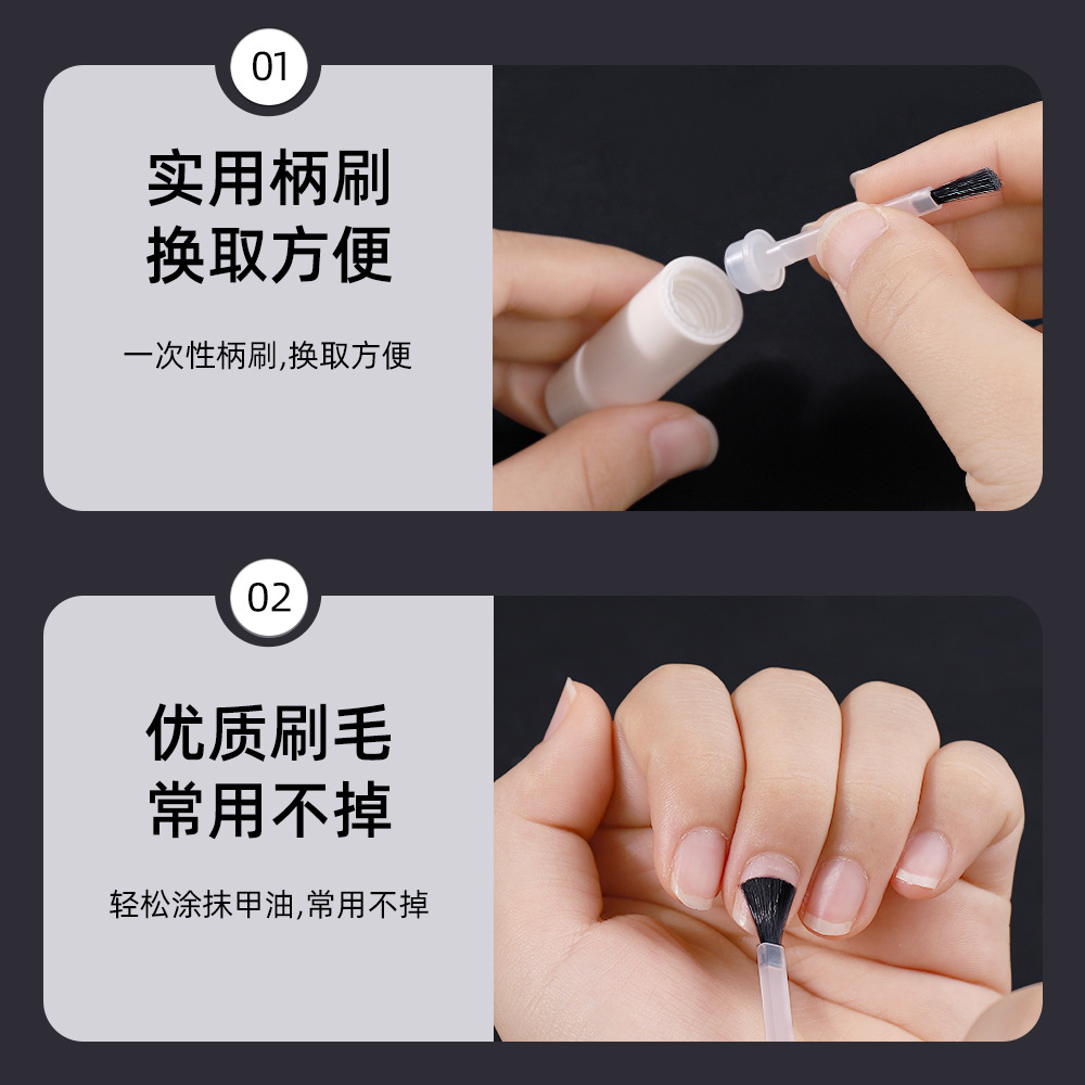 Nueva manicura con mango desechable cabeza plana cepillo de aceite de uñas desmontaje conveniente manicura herramienta desechable especial traje