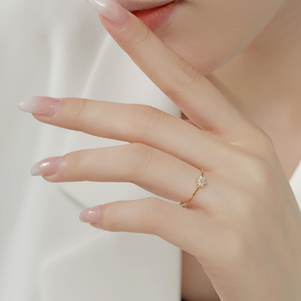 Fashion Snowflake Sterling Silver Plating Inlay Zircon Rings 1 Piece