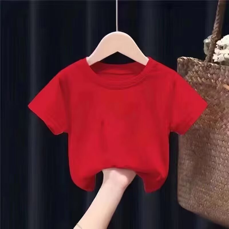 Summer Dress Boys' Half-sleeve T-shirt Kindergarten Primary School Children's Solid Color Short-sleeve Top Children's Summer Base Shirt