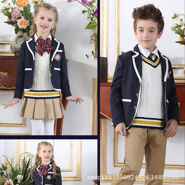 Летняя одежда Британский стиль Форма для начальной школы костюм классная форма детская командная форма для выступлений
