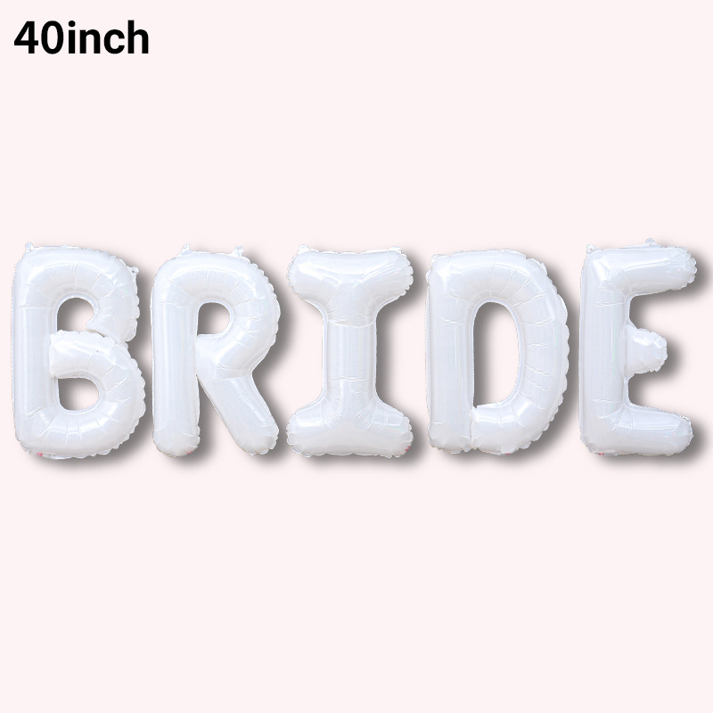 Arreglo de boda de estilo occidental transfronterizo al por mayor para dar la bienvenida a la futura novia flotando en el globo de película de aluminio horizontal de marco BRIDE blanco de 40 pulgadas