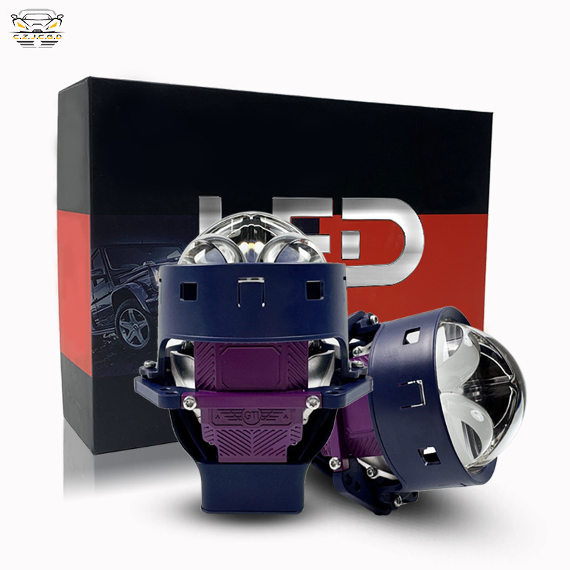 Nuevos productos de venta caliente doble láser automóvil faro LED lente de luz dual 3.0 pulgadas prisma ultra brillante 80W faro
