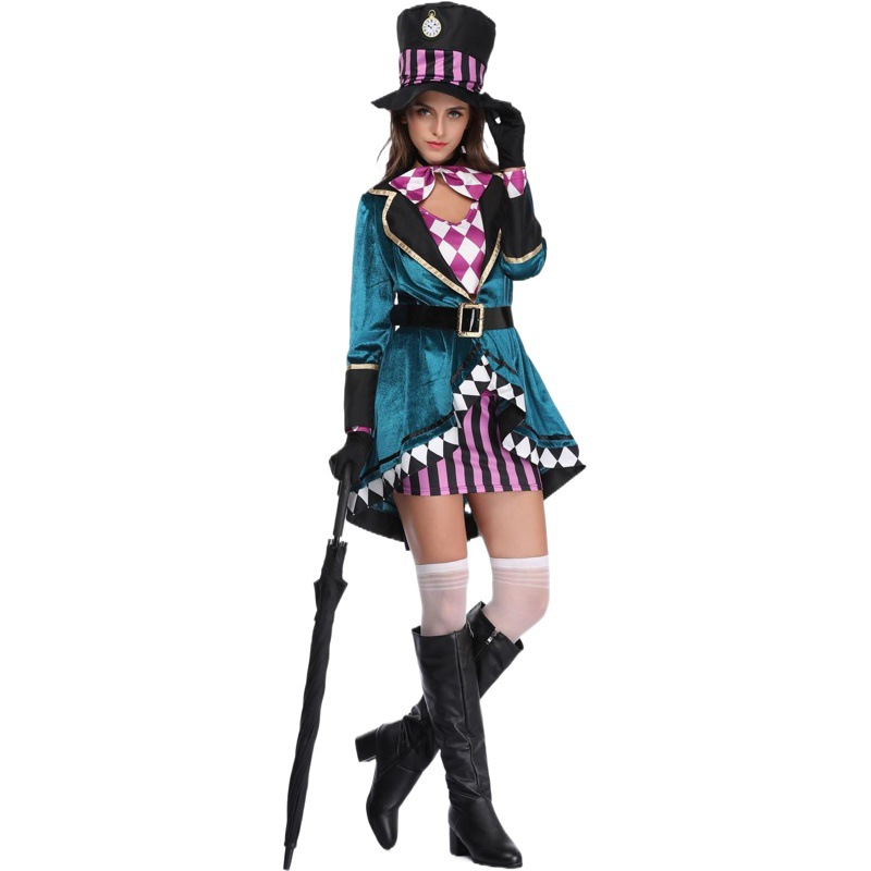 S-XXL talla grande Halloween Alice Magician Set Disfraz Juega de escenario de mago de circo
