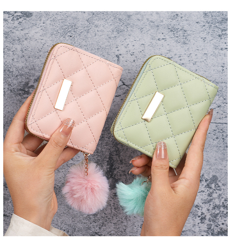 Zipper Closure Type Small Wallets Bags Type Women's Solid Color Pu Leather Zipper Wallets