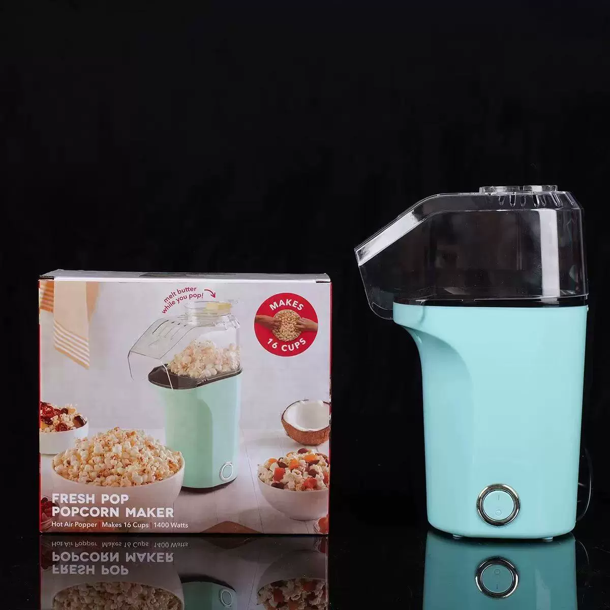 Fully Automatic Mini Popcorn Machine, Electric Hot-Air Popper, Compact 17×12.7×27 cm