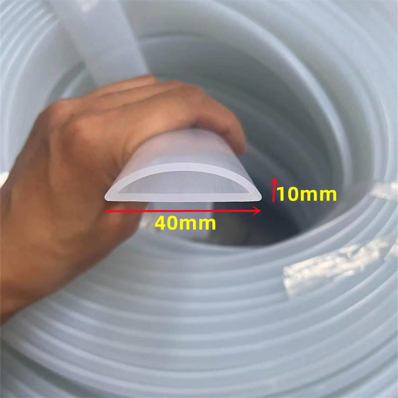 D型硅胶条半圆形空心硅胶密封条透明硅胶D型40*10耐高温密封条