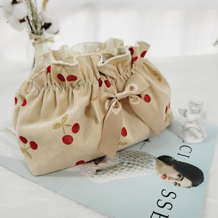 Cosmetic Bag wholesale girls' new large capacity evening bag travel portable bag corduroy Cherry storage bag