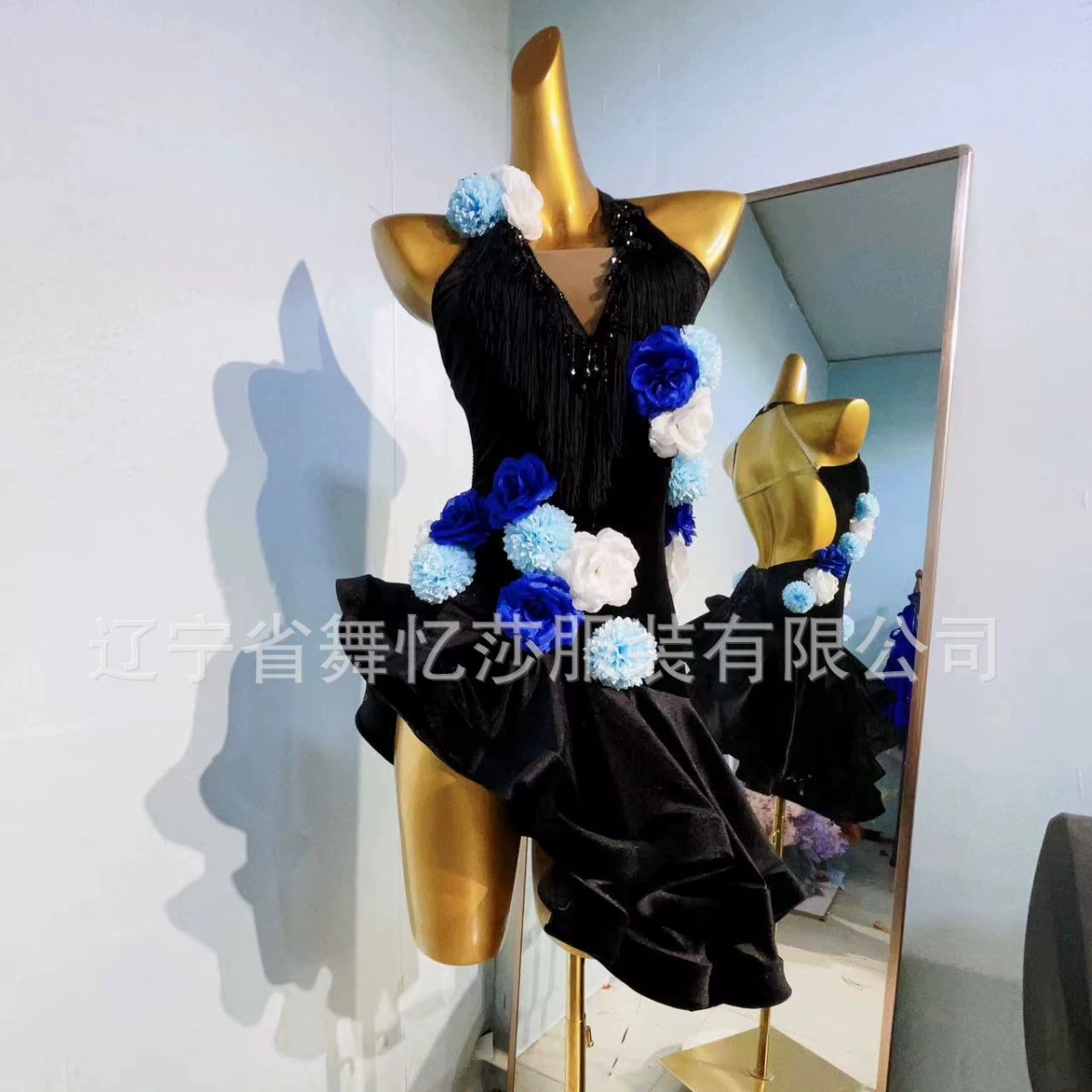 Платье с кисточками для латинских танцев Цветочная кисточка без рукавов Костюм для латинских танцев