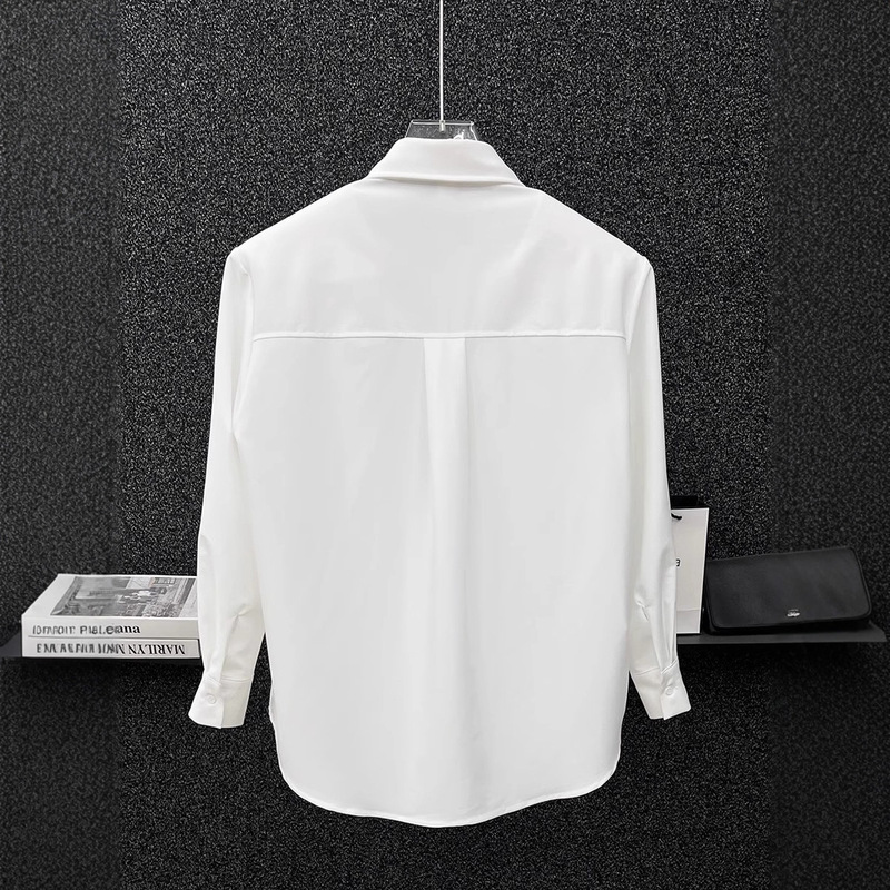 Korean Style Trendy Rhinestone Design Shirt with Shoulder Pads, New Spring Men's Casual Shirt, Loose Fit Men's Shirt Korean Style Trendy Rhinestone Design Shirt with Shoulder Pads, New Spring Men's Casual Shirt, Loose Fit Men's Shirt