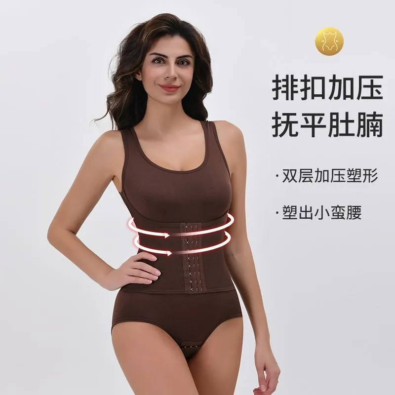Cross-Border Foreign Trade Hot-Selling Buttoned Waist-Cinching One-Piece Shapewear for Women, Tummy Control, Butt-Lifting, Body Shaping, and Body Sculpting Briefs