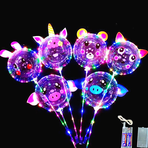 20-inch Cartoon Balloons, Popular Online Valentine's Day Transparent Glowing Bubble Balls, Wholesale Bulk, Night Market Street Stall Atmosphere Balloons
