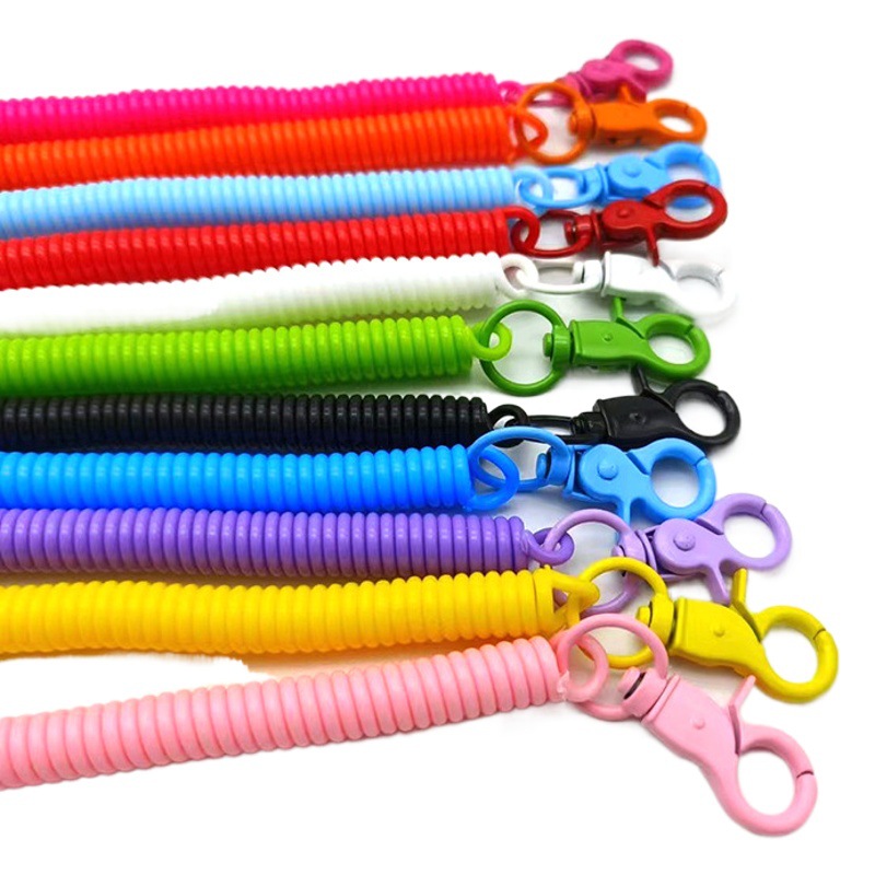 Colorful lobster buckle paint certificate card holder lanyard anti-Lost Spring rope retractable keychain mobile phone lanyard wholesale