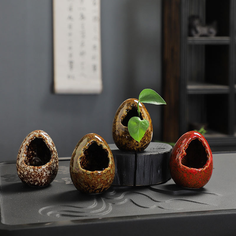 Creative Archaeological Dinosaur Egg Ceramic Container Dinner Plate with Decorative Ornaments Hot Pot Platter with Dry Curling Ornaments