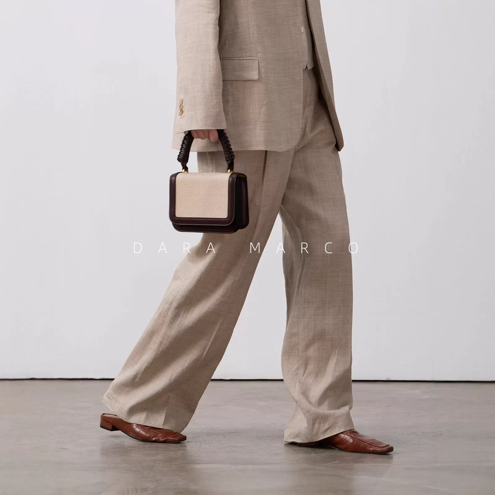 柜上1W+R*w家日本进口色织苎麻休闲及地长裤女秋肌理感高腰直筒裤