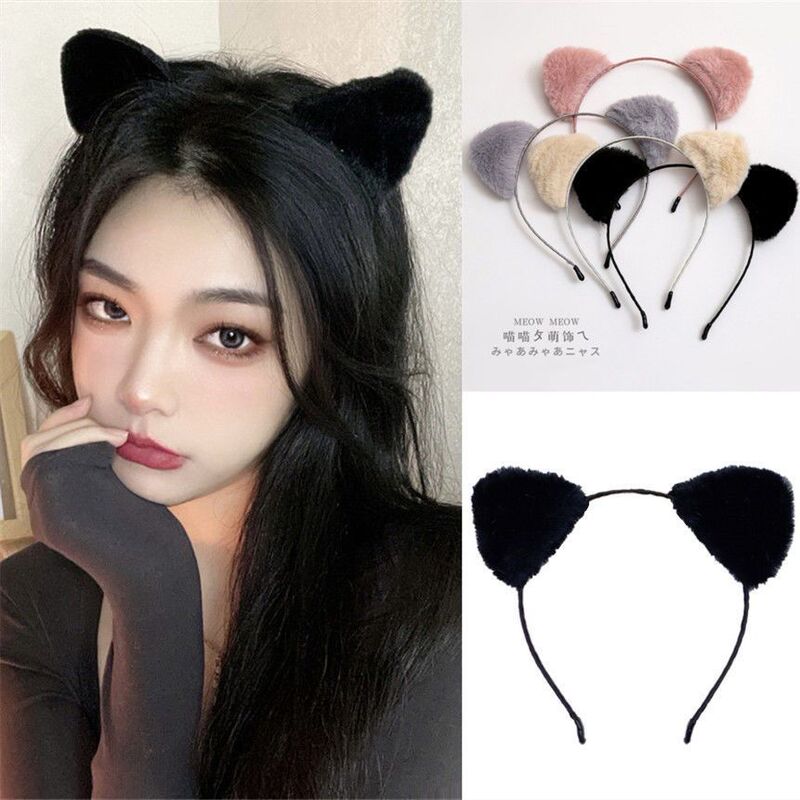 South Korea Plush Cat Ear Hair Band Face Washing Hair Card Simple Super Cute Girl's Heart Cute Hair Accessories Hair Band Cat Headband