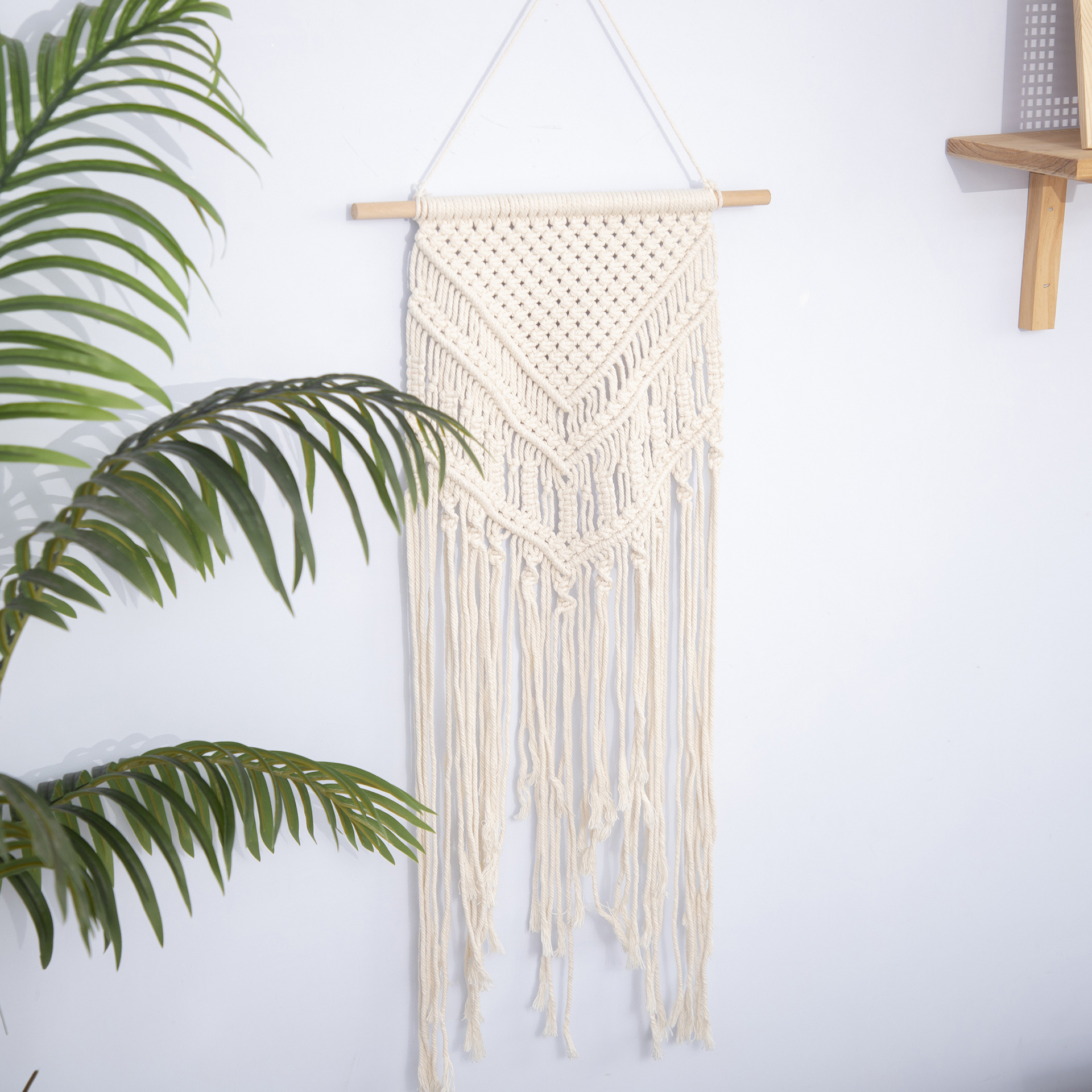 Bohemia transfronteriza Soporte para sombreros Soporte para almacenamiento de sombreros Cuerda de algodón hecha a mano Tapicería de cuerda tejida Tipo V 38*50