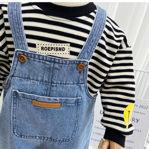 2024 New Children's Overalls Boys Spring and Autumn Pants Baby Spring and Autumn Jeans Girls Casual Pants