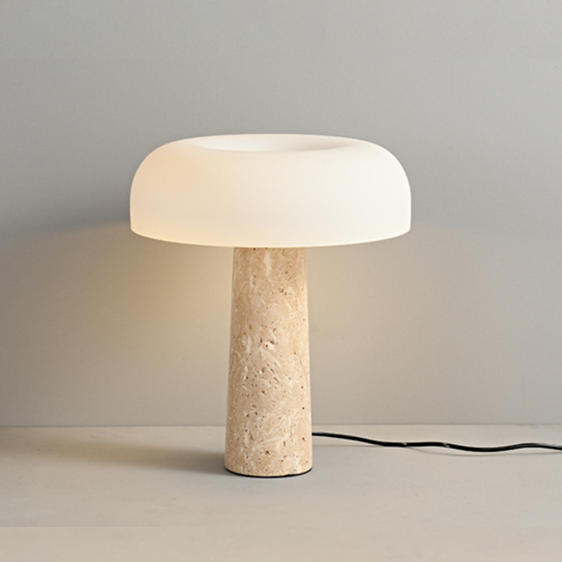 Vintage Natural Marble French Style Homestay Mushroom Lamp Simple Bedroom Hotel Room Silent Style Yellow Cave Stone Table Lamp