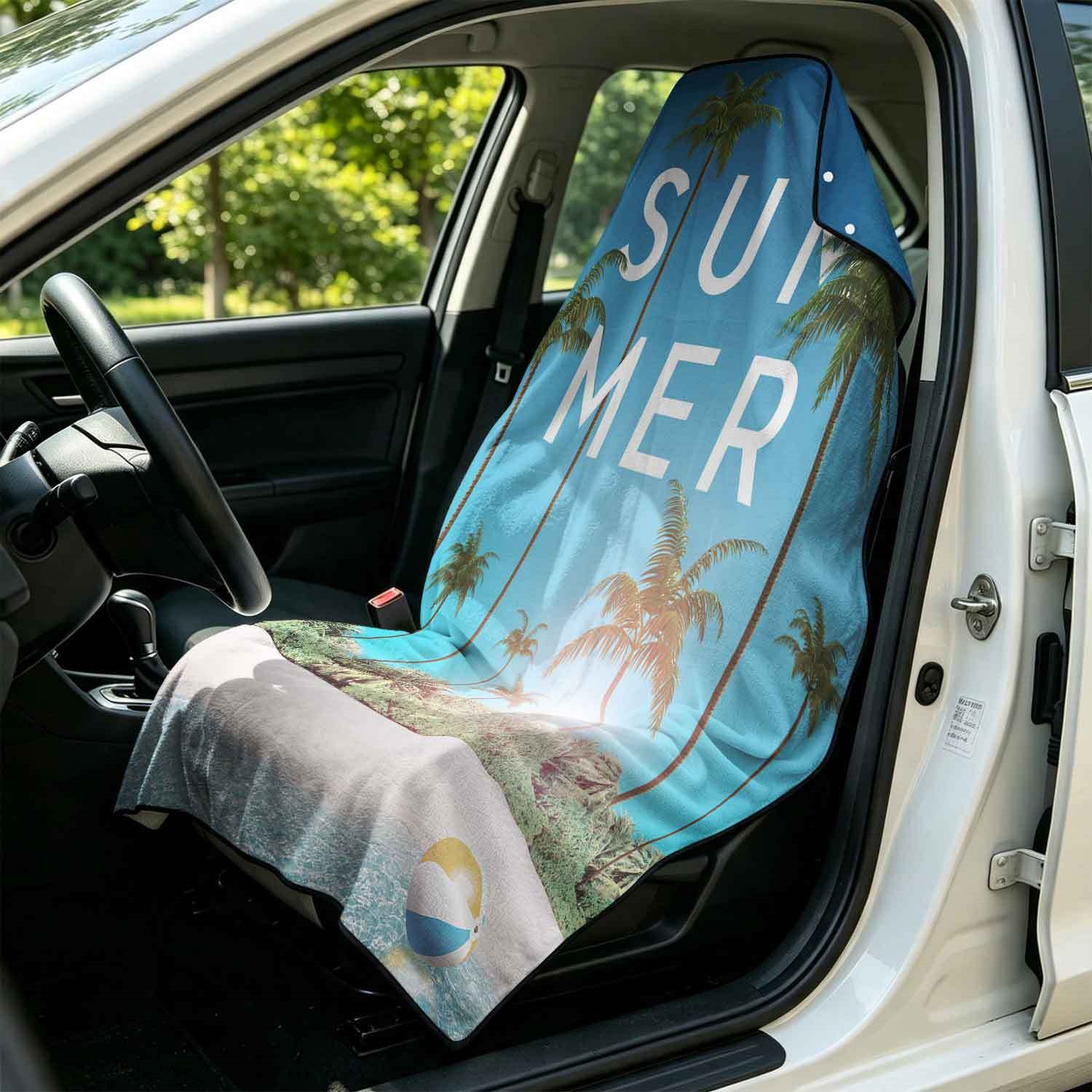 Summer bath towel and car seat cover 2-in-1, ultra-fine fiber outdoor beach and car dual-use universal seat cushion