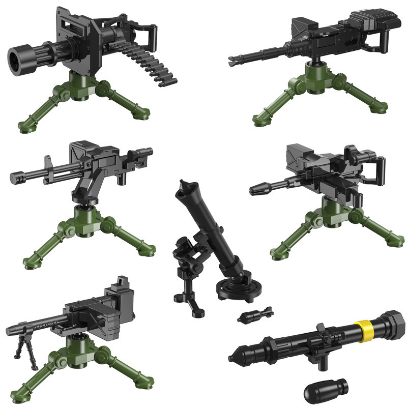 새로운 국경 간 군사 건물 중기관총 조립 장난감 1 개에 7 개를 장착 한 작은 남자 차단