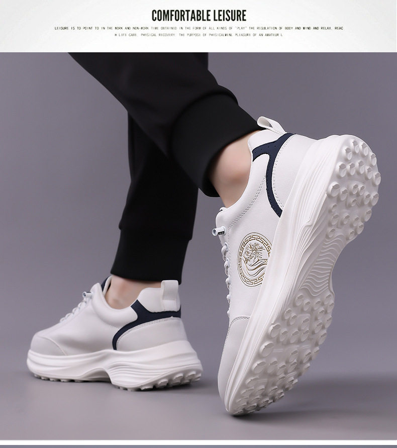 Giày thể thao nam da lộn nhẹ đế mềm mặt mềm, giày sneaker chạy bộ ngoài trời gót 3-5 cm — h6608 trắng, h6608 đen chi tiết 16