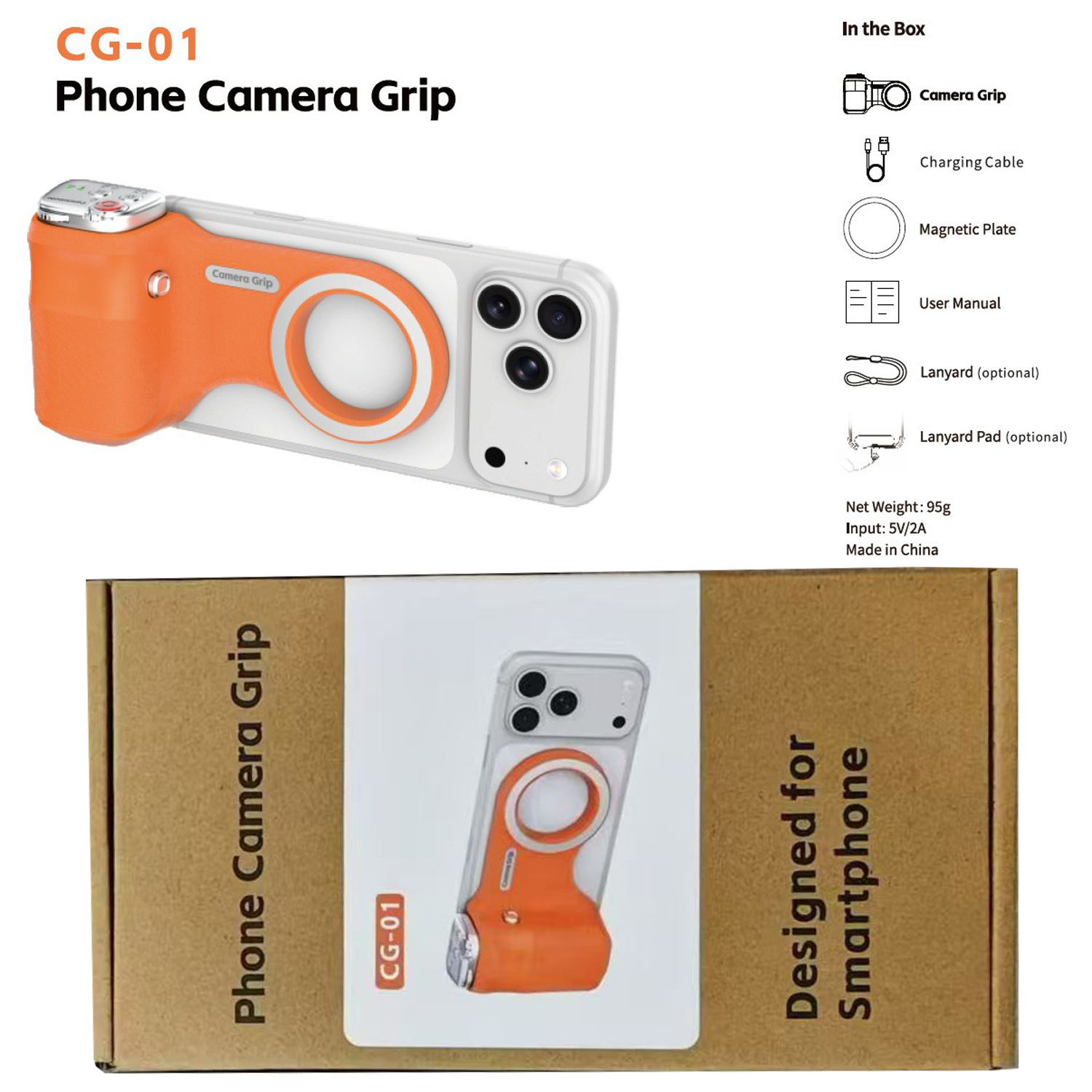 CG01 Magnetic Pulsator sin luz - naranja