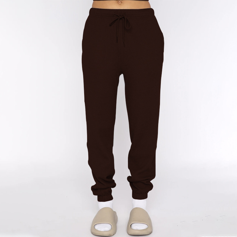 Spring Summer Solid Color Waffle round Neck Short Sleeve Women Clothing Casual Trousers Sets 37 Spring Summer Solid Color Waffle round Neck Short Sleeve Women Clothing Casual Trousers Sets