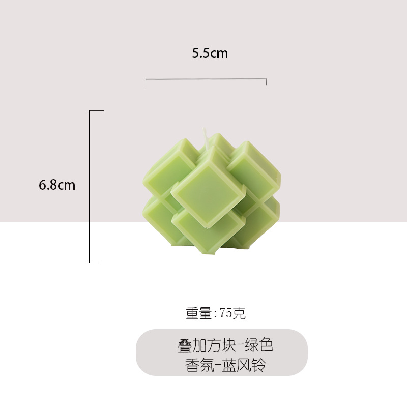 Ventas transfronterizas calientes superpuestas de modelado geométrico cuadrado velas aromáticas adornos para el hogar joyas al por mayor hechas a mano