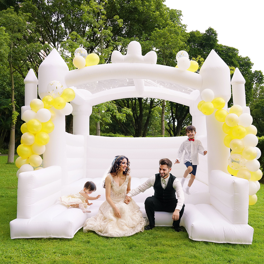 Castillo inflable para bodas, pequeño castillo inflable para niños, castillo blanco para bodas, castillo inflable para bodas al aire libre, castillo inflable, castillo inflable