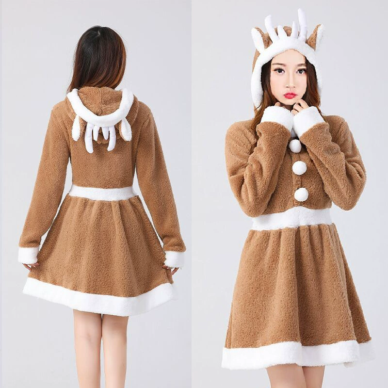 Рождественский костюм косплей милый олень животное одежда платье хаки Лось отличительные свободные пижамы