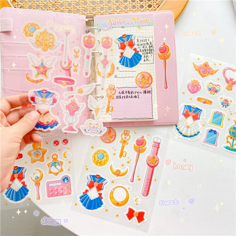 Стикеры (Сейлор Мун) декоративные для ноутбука и планера, assorted Sailor outfits & Wands