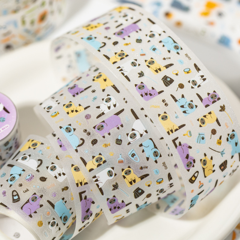 かわいい猫ペットフラッシュサンドテープ漫画かわいいペットカットフィルムステッカーハンドブック Guka diy 素材装飾コラージュ|undefined