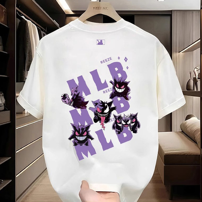 American Trendy Short-Sleeved T-Shirt Summer Trendy Fashion Short-Sleeved Classic Little Monster Niche Design Cartoon Short-Sleeved Trend