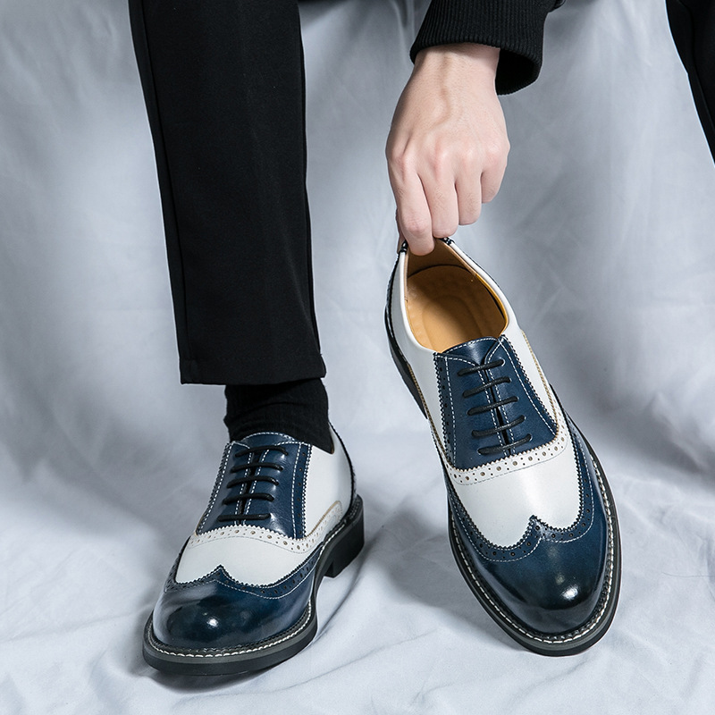 Cross-border gran bloque tallado zapatos de cuero 2024 nuevos zapatos de negocios de hombre bloque zapatos de boda personales británicos